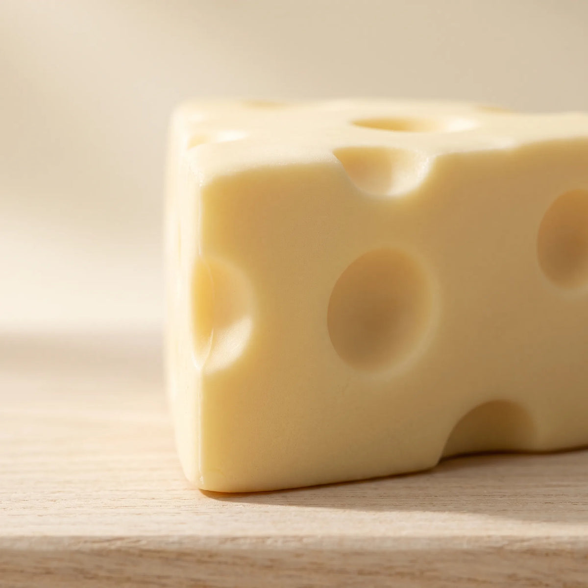 Close-up of the moulded holes on the Swiss cheese squishy triangle